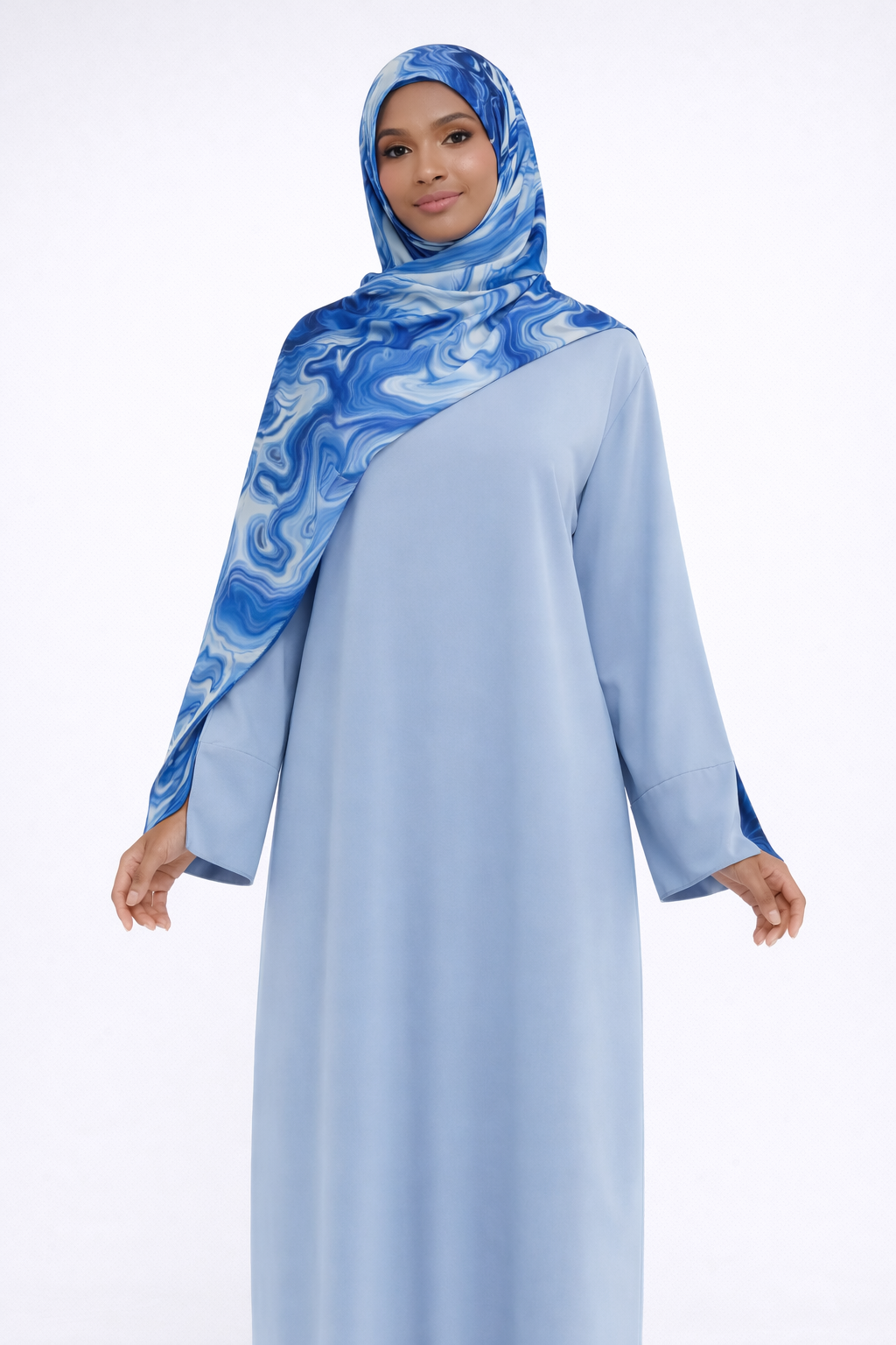 Aria Abaya - Cerulean (with hijab)
