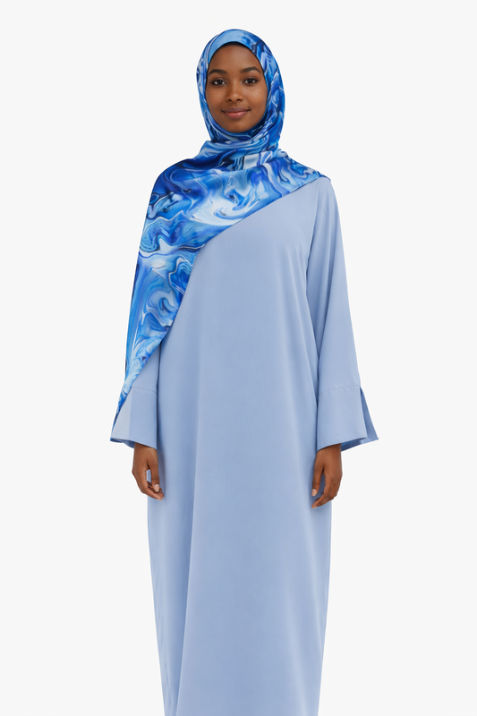 Aria Abaya - Cerulean (with hijab)
