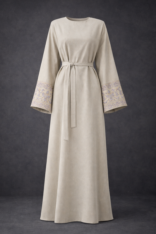 Embroidered Sleeve Abaya – Ivory