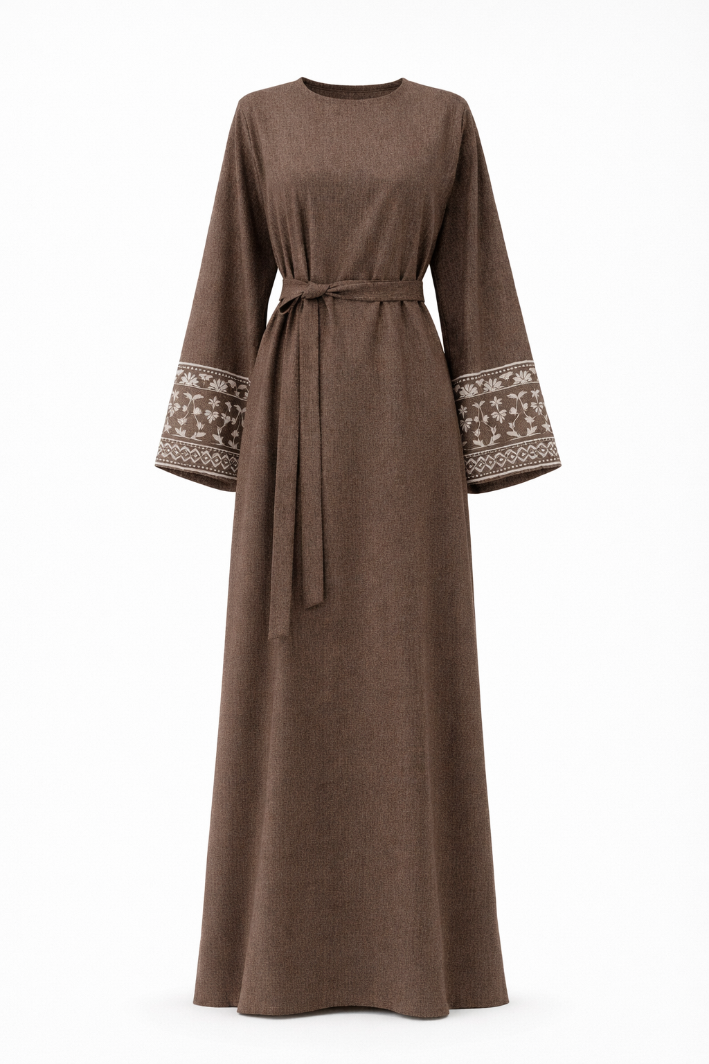Embroidered Sleeve Abaya – Coffee