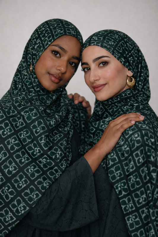 Printed Modal Hijab — Emerald Veil