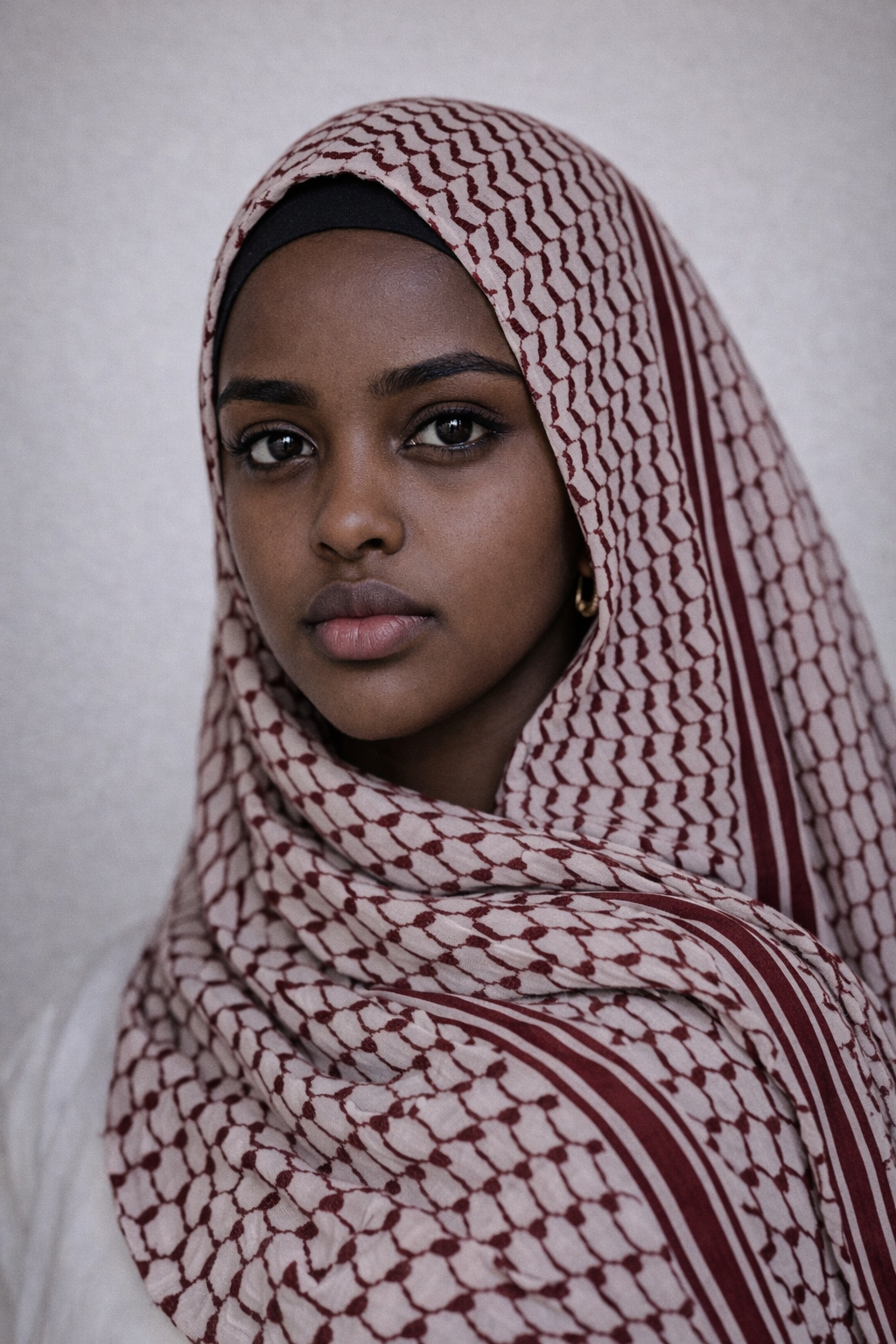 Printed Cotton Viscose Hijab — Maroon Keffiyeh
