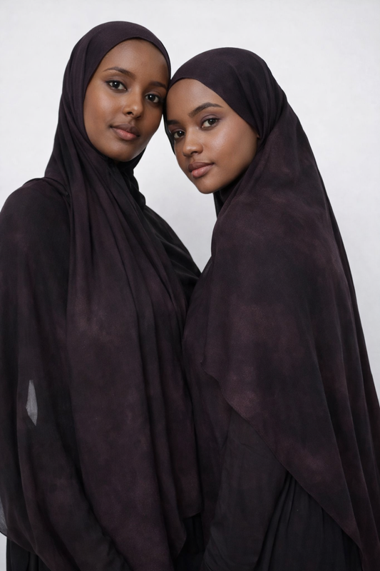 Printed Modal Hijab — Midnight Plum