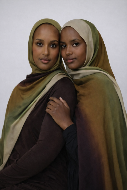 Printed Modal Hijab — Olive Dune