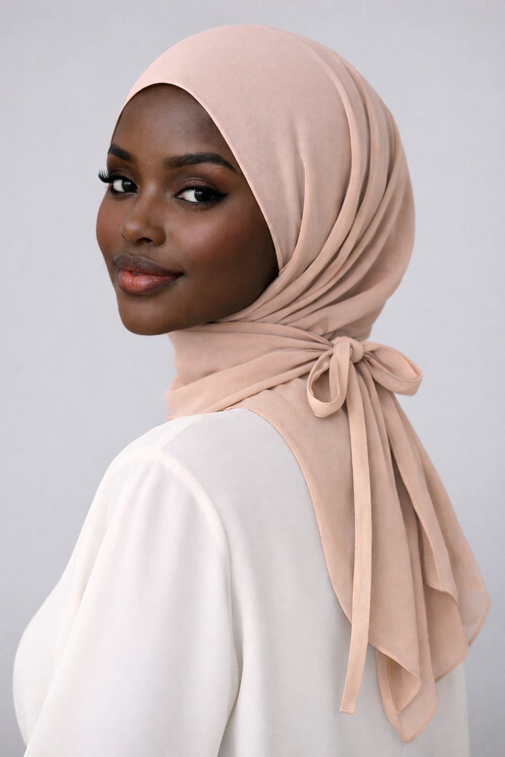 Tie-on Chiffon Hijab - Blush