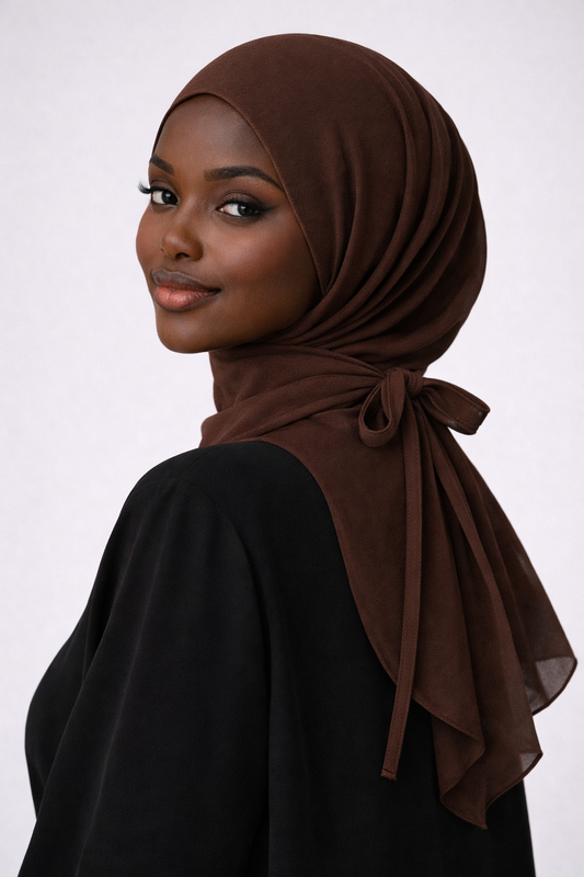 Tie-on Chiffon Hijab - Coffee