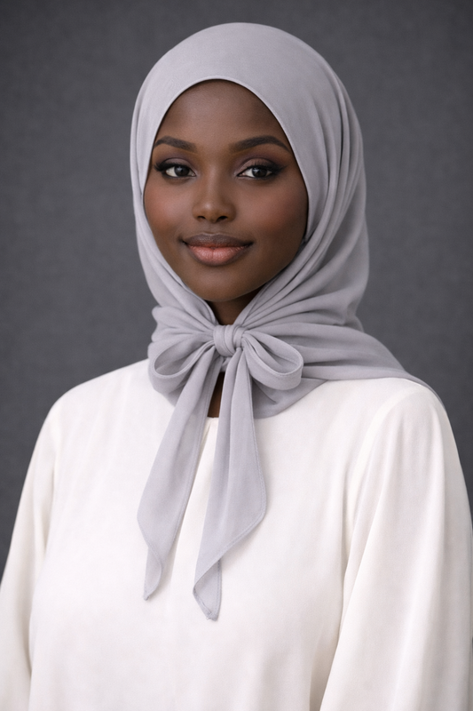Tie-on Chiffon Hijab - Gray
